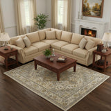 8' X 10' Ivory And Brown Oriental Washable Area Rug