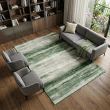 8' X 10' Green And Ivory Abstract Washable Area Rug