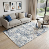 5' X 7' Blue And Ivory Abstract Washable Area Rug