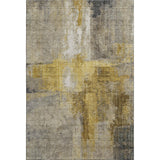 5' X 8' Granite Gray And Gold Abstract Washable Area Rug With UV Protection