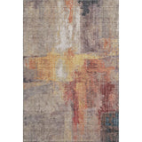 5' X 8' Taupe Gold And Copper Abstract Washable Area Rug With UV Protection
