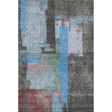 5' X 8' Sky Blue Gray And Silver Abstract Washable Area Rug With UV Protection