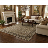 9' X 12' Brown Ivory And Tan Floral Medallion Washable Area Rug