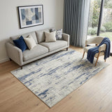 5' X 7' Ivory And Slate Blue Abstract Washable Area Rug