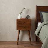 22" Chestnut Solid Wood Two Drawer Nightstand