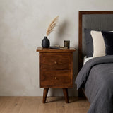 20" Chestnut Solid Wood Two Drawer Nightstand