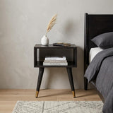 21" Black Solid Wood Nightstand