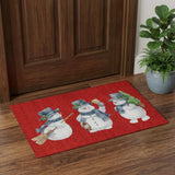 3' X 5' Red And White Christmas Snowmen Washable Area Rug With UV Protection
