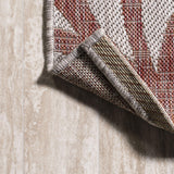 8' Red And Beige Floral Indoor Outdoor Runner Rug