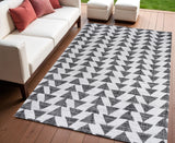 4' X 6' Ivory And Black Geometric Indoor Outdoor Area Rug