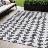 5' X 8' Ivory And Black Geometric Indoor Outdoor Area Rug