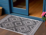 3' X 5' Black And Ivory Moroccan Indoor Outdoor Area Rug