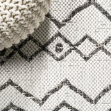 10' Ivory And Black Trellis Indoor Outdoor Runner Rug