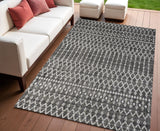 5' Black And Gray Square Trellis Indoor Outdoor Area Rug