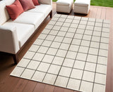 4' X 6' Cream And Dark Gray Plaid Indoor Outdoor Area Rug