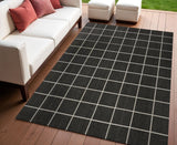 4' X 6' Dark Gray And Cream Plaid Indoor Outdoor Area Rug
