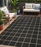5' X 8' Dark Gray And Cream Plaid Indoor Outdoor Area Rug