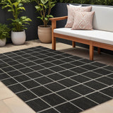 8' X 10' Dark Gray And Cream Plaid Indoor Outdoor Area Rug