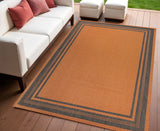 4' X 6' Orange And Dark Gray Striped Indoor Outdoor Area Rug