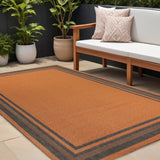 8' X 10' Orange And Dark Gray Striped Indoor Outdoor Area Rug