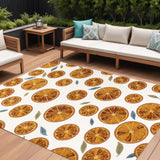 8' X 10' Orange And Cream Polka Dot Indoor Outdoor Area Rug