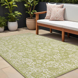 8' X 10' Green And Cream Medallion Indoor Outdoor Area Rug