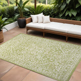 8' X 10' Green And Cream Medallion Indoor Outdoor Area Rug