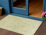 3' X 5' Green And Cream Medallion Indoor Outdoor Area Rug