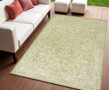 4' X 6' Green And Cream Medallion Indoor Outdoor Area Rug