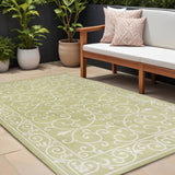 8' X 10' Green And Cream Medallion Indoor Outdoor Area Rug