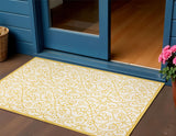 3' X 5' Cream And Yellow Geometric Indoor Outdoor Area Rug