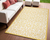 4' X 6' Cream And Yellow Geometric Indoor Outdoor Area Rug