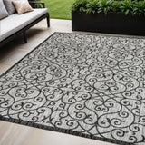 5' X 8' Light Gray And Black Geometric Indoor Outdoor Area Rug