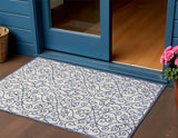 3' X 5' Blue And Cream Geometric Indoor Outdoor Area Rug