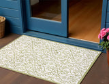 3' X 5' Green And Cream Geometric Indoor Outdoor Area Rug