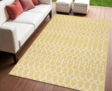 4' X 6' Yellow And Cream Trellis Indoor Outdoor Area Rug