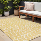 9' X 12' Yellow And Cream Trellis Indoor Outdoor Area Rug