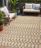5' X 8' Beige And Navy Blue Trellis Indoor Outdoor Area Rug