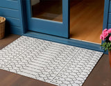3' X 5' Cream And Black Trellis Indoor Outdoor Area Rug
