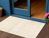 3' X 5' Cream And Yellow Trellis Indoor Outdoor Area Rug