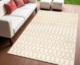 4' X 6' Cream And Yellow Trellis Indoor Outdoor Area Rug