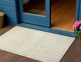 3' X 5' Cream And Green Trellis Indoor Outdoor Area Rug