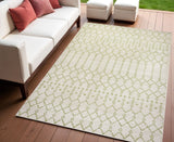 4' X 6' Cream And Green Trellis Indoor Outdoor Area Rug