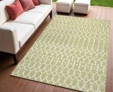 4' X 6' Light Green And Cream Trellis Indoor Outdoor Area Rug