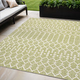 5' X 8' Light Green And Cream Trellis Indoor Outdoor Area Rug