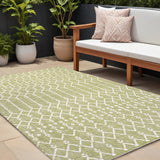 8' X 10' Light Green And Cream Trellis Indoor Outdoor Area Rug