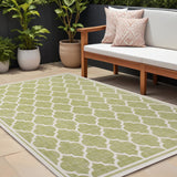 8' X 10' Green And Cream Geometric Indoor Outdoor Area Rug