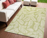 4' X 6' Green And Cream Floral Indoor Outdoor Area Rug