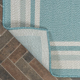 8' Aqua And Beige Indoor Outdoor Runner Rug