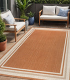 5' X 8' Orange And Cream Indoor Outdoor Area Rug